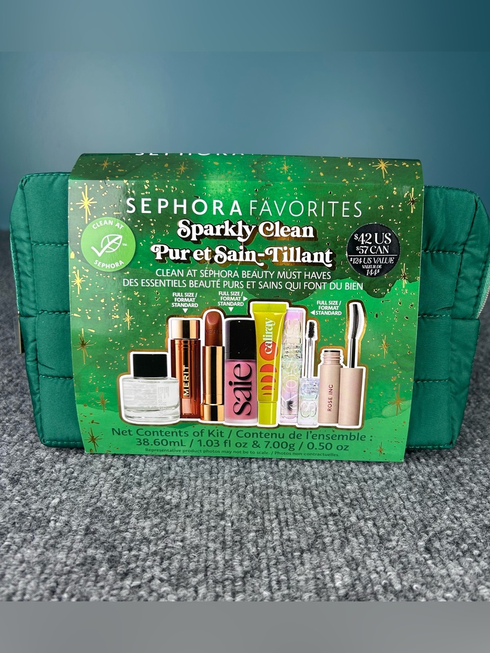 SEPHORA FAVORITES Holiday Sparkly CLEAN BEAUTY Kit 6pc- Caliray Kosas Merit Saie